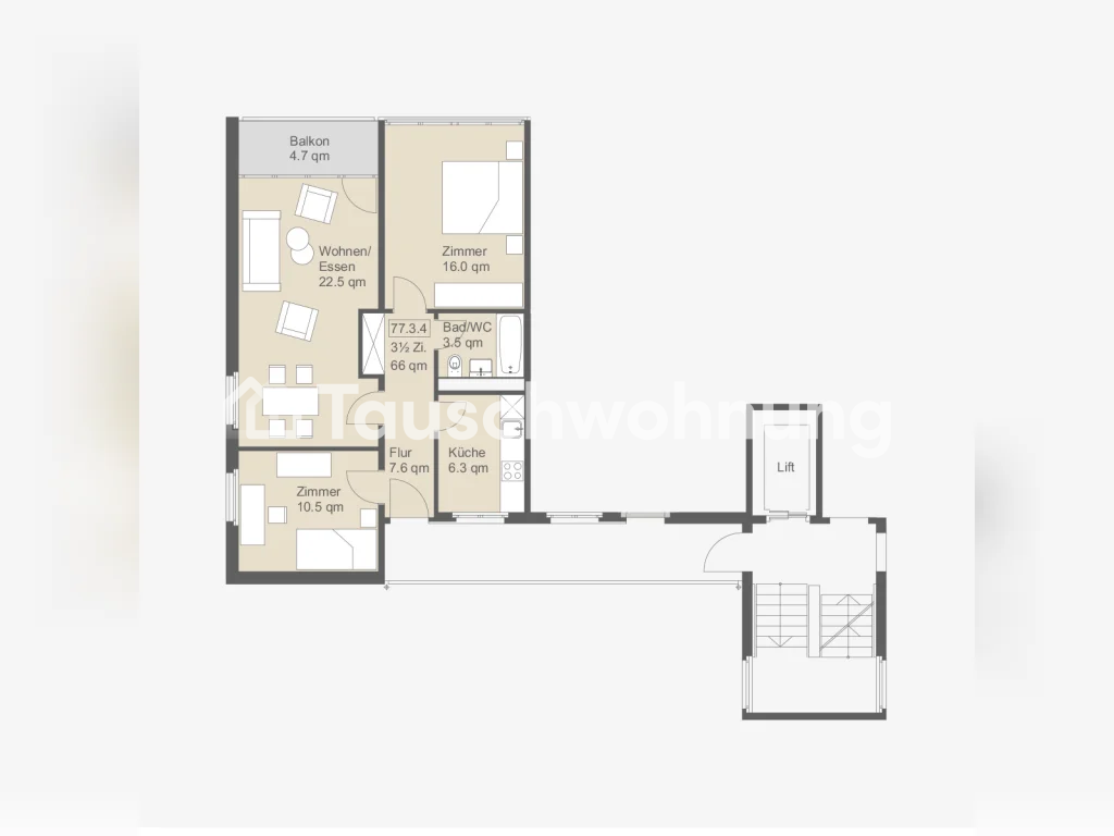 3 ½ rooms apartment