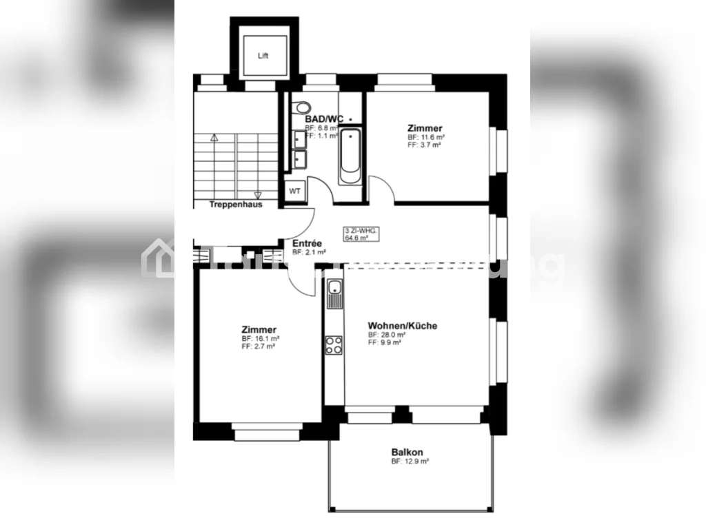 3 rooms apartment