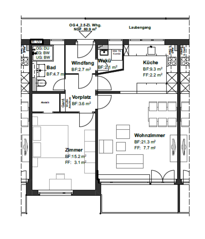 2 ½ rooms apartment