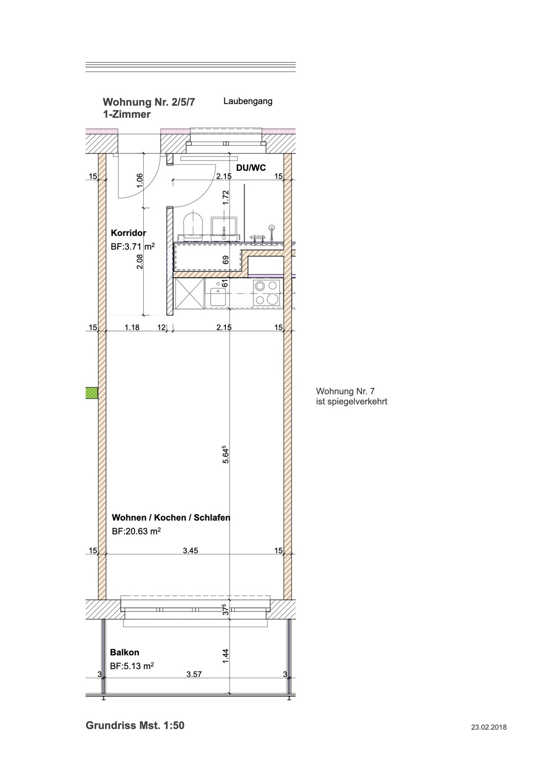 1 ½ rooms apartment