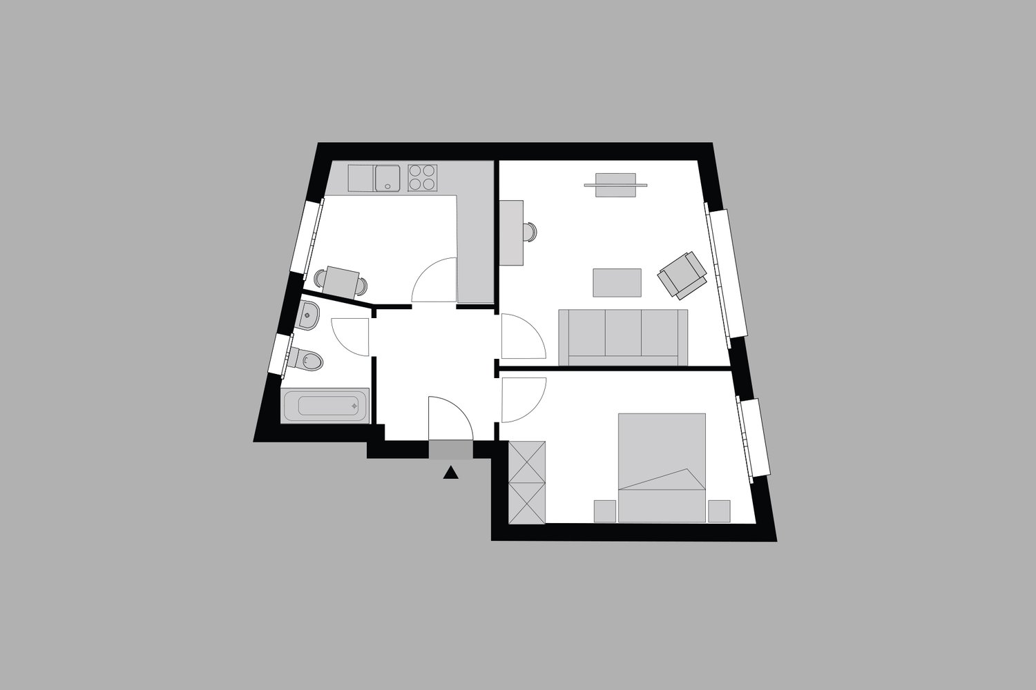 2-Zimmer-Wohnung möbliert