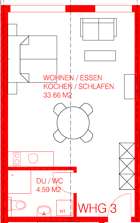 1 room attic flat